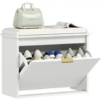 HOMCOM schoenenbankje van MDF, 62x26x47,5 cm, wit.