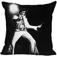 Allernieuwste.nl Kussen Elvis Presley The King 3 - Kussenhoes Katoen Linnen - Kussenovertrek Zwart Wit 45 x 45 cm