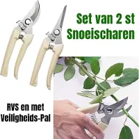 Allernieuwste.nl SET 2 Stuks Tuin Snoeischaar Roestvrijstaal RVS Takkenschaar Bloemenschaar - Setje Takken Schaar Snoei Schaar tot 15 mm Tuingereedschap - RVS Creme 2 STUKS %%