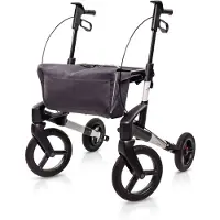 Topro Rollator Olympos ATR ‘Black Series – Maat Small – Polairzilver – Offroad Wielen – Inclusief Rugsteun