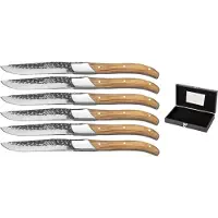Blackwell Steakmessen Laguiole - Raw Black Lemmet - Olijfhout - 6 Stuks