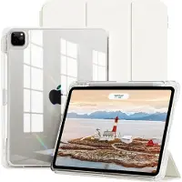 Ntech Hoes geschikt voor iPad Air 13 inch hoes Smart Wit M4/M3/M2 (2026/2024) - iPad Pro 12.9 6th/5th/4th Gen hoes Smart Case met Harde Doorzichtige Achterkant en Pencil Slot