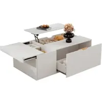 MODFU Bedframe 140x200 cm van MDF en pijnhout, met uitschuifbaar bed, 2 lades en USB-poorten, wit