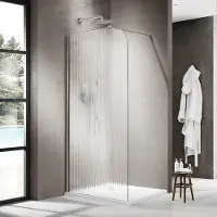 FortiFura Galeria Inloopdouche - 120x200cm - afgeronde glaswand - links - ribbel glas - wandarm - Chroom SW1418372/SW797904