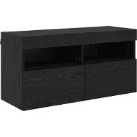 vidaXL TV Wandkast 80 x 30 x 40 cm Zwart Eiken Bewerkt hout