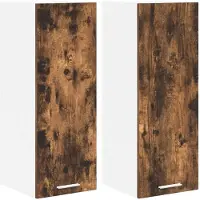 vidaXL Hangkast 2 pcs Gerookte Eik en Wit Bewerkt hout