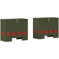 vidaXL Kippenvoerbak 2 pcs Olijf Groen 60,5 x 29 x 51 cm