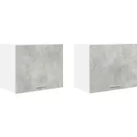 vidaXL - Hangkast - 2 - st - Beton - Grijs - en - Wit - Bewerkt - hout