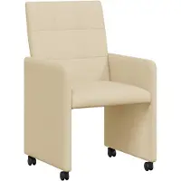 vidaXL Eetkamerstoelen met wielen 2 st Stof Crème 58 x 65 x 94 cm