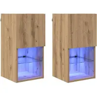 vidaXL Wandkasten voor tv 2 st Artisan Eiken Bewerkt hout