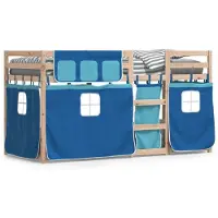 vidaXL Stapelbed met gordijnen 90x190 cm massief grenenhout blauw