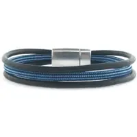Qoss Junior Leren Armband Max Jeansblauw/Zwart