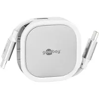 Goobay USB-C uittrekbare kabel | USB2.0 | 15W | wit | 1 meter