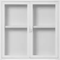 House Nordic Vitrinekast Brisbane hangend | staal wit 80x80x18 cm vitrinekasten | NADUVI