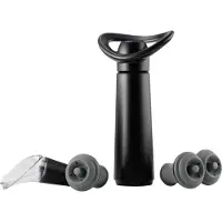 VacuVin Vacu Vin Wine Saver Concerto Zwart | Vacuüm Wijnpomp | 3 Vacuum Wine Stoppers, 1 Crystal Server
