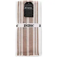 Ziczac Keukendoek Culinary Duo Stripe Brown (Set van 3) - 50 x 76 cm