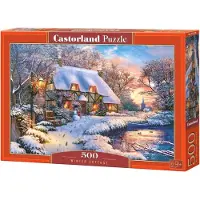 Castorland Winter Cottage – Puzzel – 500 stukjes – Satijnen afwerking – Perfecte pasvorm – Europese kwaliteit