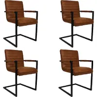 Bronx71 Industriële eetkamerstoel Block Cognac Eco-Leer - Eetkamerstoelen set van 4 - stoel