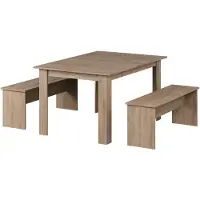 Vicco Eettafel set Sentio Sonoma 137.6 x 92.8 cm met 2 banken, Model 24610
