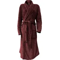 Linnick Flanel Fleece Badjas Uni - bordeaux - M