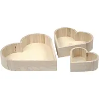 Creativ Company Houten Hartvormige Schalen sets 3 stuks h: 13-25 cm
