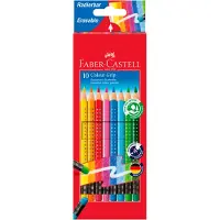 Faber-Castell - Crayons de couleur gommable avec grip, étui de 10