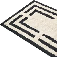 Beliani RISALU - Badmat - Beige/Zwart - 60 x 90 cm - Katoen