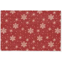 MuchoWow Deurmat 90x60 cm - Droogloopmat Illustratie - Sneeuwvlokken - Rood - Mat voor binnen - Schoonloopmat - Deurmatten met print - Inloopmat