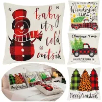 Springos Sierkussenhoes | Kussenhoes | Kussensloop | Woonaccessoires | 40 x 40 cm | 4 Stuks | Kerstpatronen | Wit
