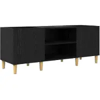 vidaXL Platenkast 121 x 38 x 48 cm Bewerkt hout Zwart Eiken