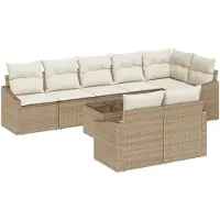 vidaXL Tuinbank Set 9 st Beige en Crème poly rattan