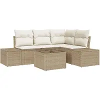 vidaXL Tuinbank Set met opslag Beige en Crème poly rattan