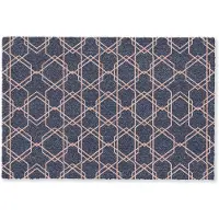 MuchoWow Deurmat 90x60 cm - Droogloopmat Modern - Patroon - Donkerblauw - Roze - Mat voor binnen - Schoonloopmat - Deurmatten met print - Inloopmat