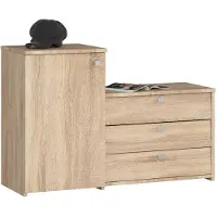 Akord Schoenenkast S16 met laden - Eiken Sonoma, 3 Uitschuifbare Deuren, Compacte Opslag 68x98.4x33 cm