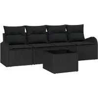 vidaXL Tuinbank Set Zwart 55 x 55 x 37 cm poly rattan