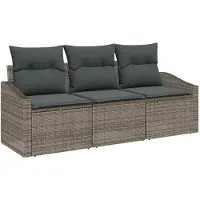 vidaXL Tuinbank Set 3 st Grijs poly rattan