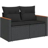 vidaXL 6-delige Loungeset met kussens poly rattan zwart
