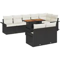vidaXL Tuinbank Set 9 st Zwart en Crème poly rattan