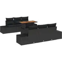 vidaXL Tuinset, 7-delig, zwart, polyrotan