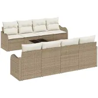 vidaXL Tuinbank Set 9 st 8-Aantal zitplaatsen Beige en Crème