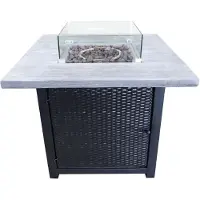 Teamson Home Gas Vuurtafel - Vierkant Rotan Vuurkorf Buiten - Met Windscherm, Lavasten & Omslag