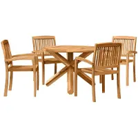 vidaXL Tuin Eettafel Set 5 st Naturel Massief Acacia Hout