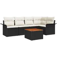 vidaXL Tuinset met tuinbank, 6 stuks, zwart, polyrotan