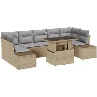 vidaXL Bankstel 8 st Beige en Lichtgrijs poly rattan
