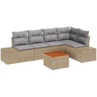vidaXL Tuinbank Set 6 st Beige poly rattan