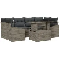 vidaXL Tuinbank Set 7 st Grijs poly rattan