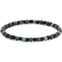 Frank 1967 7FB-0830 – – Heren Armband – Kralenarmband 4 mm – Blauwe Apatiet – Zwartkleurig