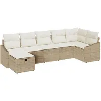 vidaXL Bankstel 7 st poly rattan