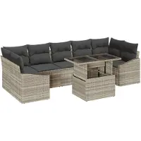 vidaXL Tuinbank Set 8 st Lichtgrijs poly rattan