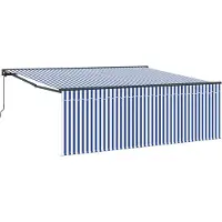 vidaXL Uitschuifbare luifel Blauw en Wit 400 × 300 cm